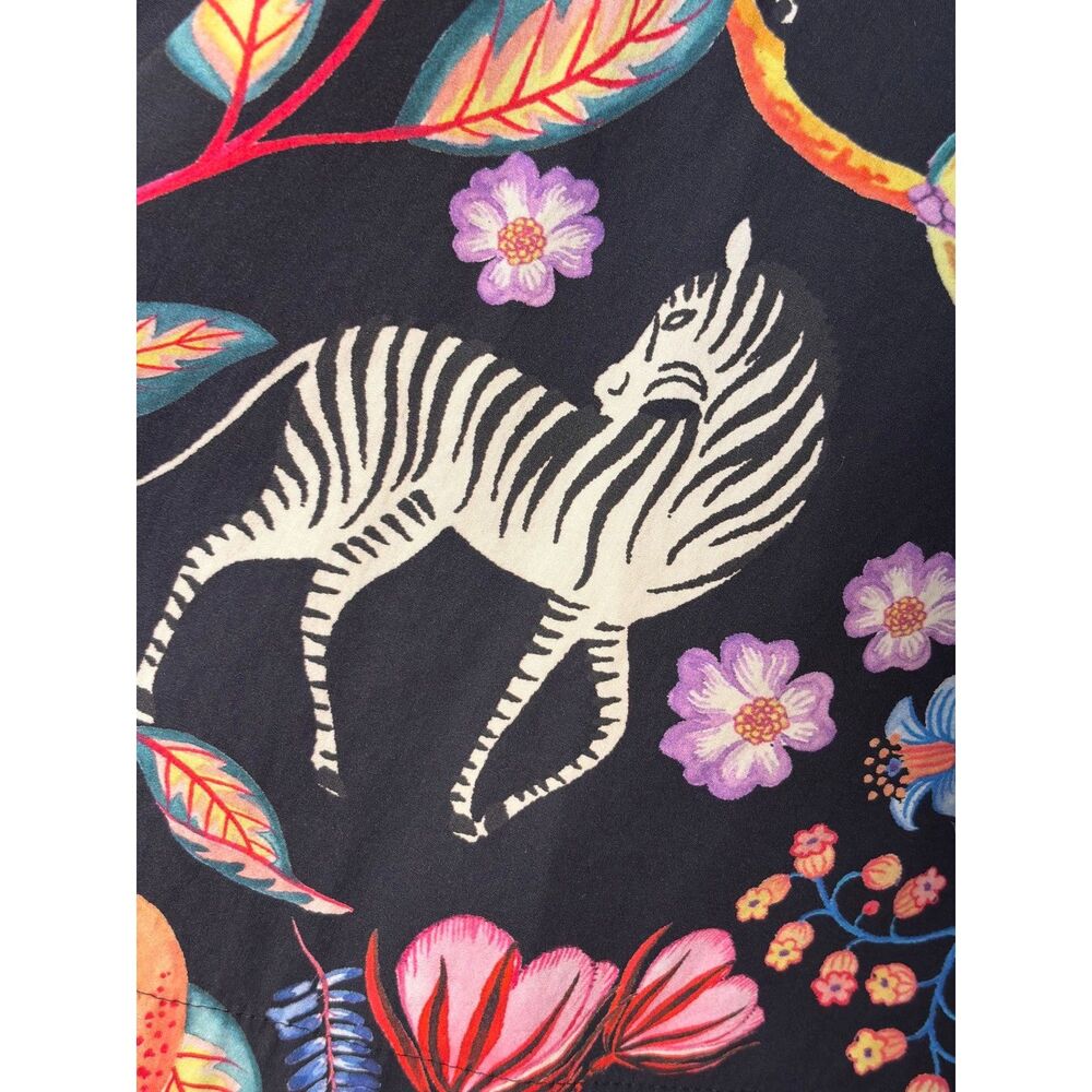 Maeve Anthropologie Flora Fauna Menagerie Print 100% Cotton Mini Dress Sz 0 - Picture 5 of 15